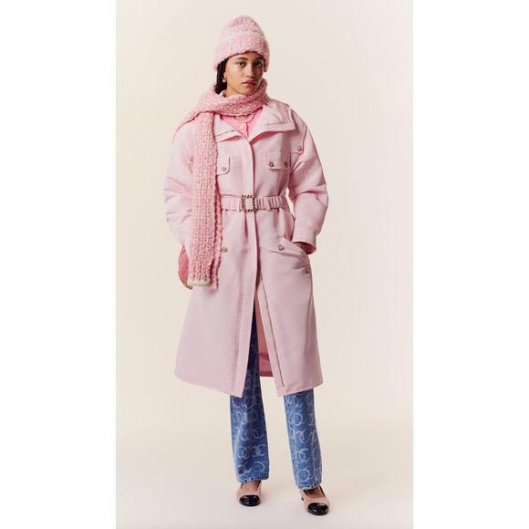 Chanel 23B Runway Light Blue Denim White CC Printed Logo Sequin Regular Jeans 38 - Picture 3 of 16